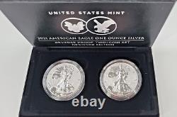 American Eagle 2021 One Ounce Silver Reverse Proof Two-Coin Set 21XJ Fast Ship