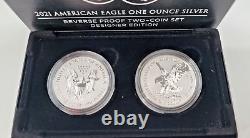 American Eagle 2021 One Ounce Silver Reverse Proof Two-Coin Set 21XJ Fast Ship