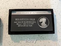 American Eagle 2021 One Ounce Silver Reverse Proof Two-Coin Set Designer 21XJ