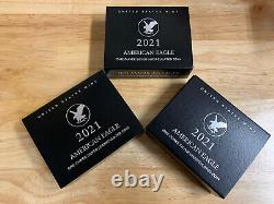 American Eagle 2021 W One Ounce Silver Uncirculated (21EGN) Lot of 3