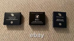 American Eagle US Mint 3 silver coins 2018 (18EA), 2019 (19EG), 2021 (21EGN) new