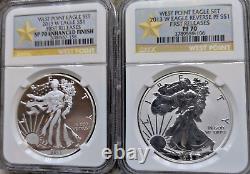 American Eagle-west Point Mint-2 Coin-set-fr-enhanced Sp70 & Reverse Proof Pf70