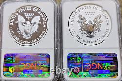 American Eagle-west Point Mint-2 Coin-set-fr-enhanced Sp70 & Reverse Proof Pf70