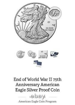 American Mint End Of World War 2 75th Anniversary Eagle Silver Proof Coin