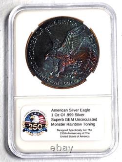 American Silver Eagle (1 Oz. 999) Monster Rainbow Toning Gem Uncirculated 2026