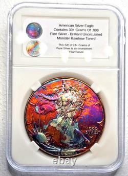 American Silver Eagle (1 Oz. 999) Monster Rainbow Toning Gem Uncirculated 2026