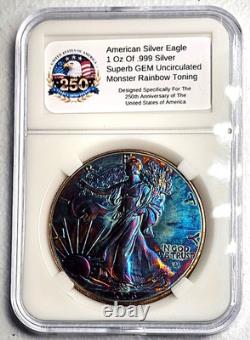 American Silver Eagle (1 Oz. 999) Monster Rainbow Toning Gem Uncirculated 2026
