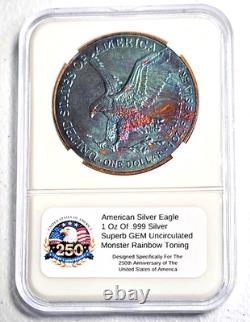 American Silver Eagle (1 Oz. 999) Monster Rainbow Toning Gem Uncirculated 2026