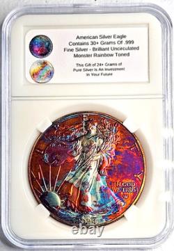 American Silver Eagle (1 Oz. 999) Monster Rainbow Toning Gem Uncirculated 2026