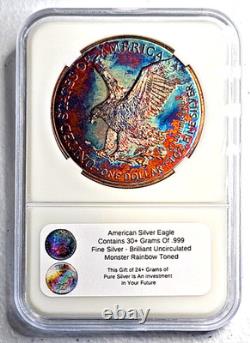 American Silver Eagle (1 Oz. 999) Monster Rainbow Toning Gem Uncirculated 2026