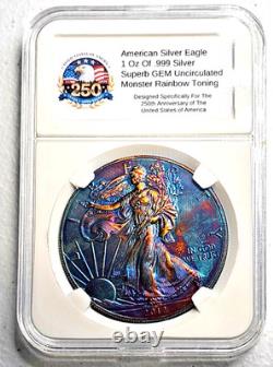 American Silver Eagle 2012 (1 Oz. 999) Monster Rainbow Toning Gem Uncirculated