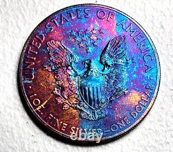 American Silver Eagle 2012 (1 Oz. 999) Monster Rainbow Toning Gem Uncirculated