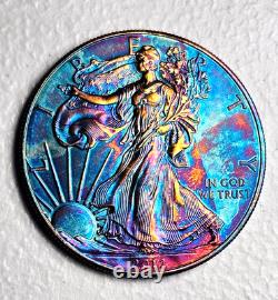 American Silver Eagle 2012 (1 Oz. 999) Monster Rainbow Toning Gem Uncirculated
