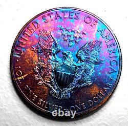 American Silver Eagle 2012 (1 Oz. 999) Monster Rainbow Toning Gem Uncirculated