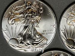 American Silver Eagle BU 1 Oz Coins $1 Dollar Uncirculated Brilliant Lot of 3