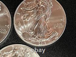 American Silver Eagle BU 1 Oz Coins $1 Dollar Uncirculated Brilliant Lot of 3
