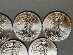 American Silver Eagle BU 1 Oz Coins $1 Dollar Uncirculated Brilliant Lot of 5