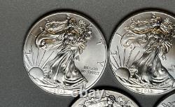 American Silver Eagle BU 1 Oz Coins $1 Dollar Uncirculated Brilliant Lot of 5