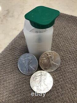 American Silver Eagle BU Coins 2020. Lot Roll Of 20. Twenty. Mint Tube