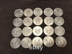 American Silver Eagle BU Coins 2020. Lot Roll Of 20. Twenty. Mint Tube