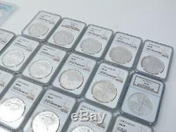 American Silver Eagle Graded MS69 Lot 34 Coins 1986 thru 2019
