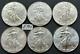 American Silver Eagles Lot Of Six Gem Bu Coins Different Dates 1998-2015 #e794