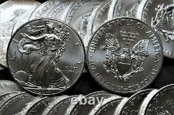 BU Mint Roll 2014 American Silver Eagle 1 ounce Dollar coins, 20 coins in roll
