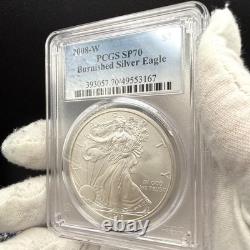 Burnished 2008 (W) $1 Silver Eagle PCGS SP70 Blue Classic Label Spotless Mint