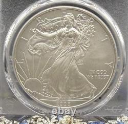 Burnished 2008 (W) $1 Silver Eagle PCGS SP70 Blue Classic Label Spotless Mint
