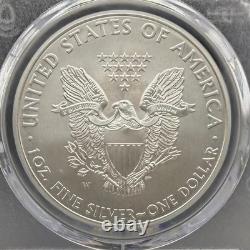 Burnished 2008 (W) $1 Silver Eagle PCGS SP70 Blue Classic Label Spotless Mint