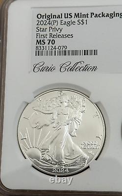Curio Collection US Mint Packaging 2024 1 oz Silver Eagle STAR PRIVY FR NGC MS70
