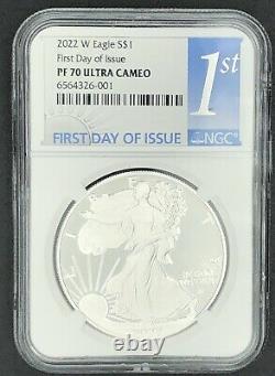 FIRST DAY OF ISSUE! 2022 W Proof $1 American Silver Eagle NGC PF70 ULTRA CAMEO