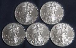 Five (5) 2011 Silver American Eagle 1 Oz Bullion Lot 221126