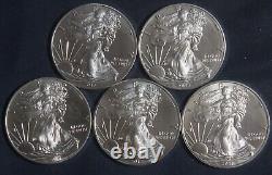 Five (5) Different Silver American Eagles 1 Oz Bullion Lot 280924