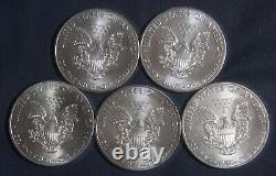 Five (5) Different Silver American Eagles 1 Oz Bullion Lot 280924
