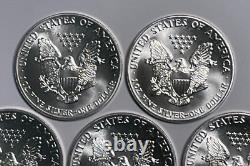 Five BU 1989 1 oz. 999 Fine Silver American Silver Eagle $1 Coins