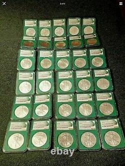 Green US Mint Sealed Box Silver Eagle Set 1986-2019 NGC MS69. 36 Coins Total