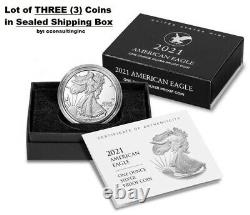 LOT OF 3 2021-W American Eagle One Ounce Silver Proof Coin (21EAN) New Type 2