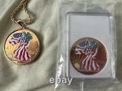 Lot 02 silver gold guild American Eagle special last two neckless gold plate