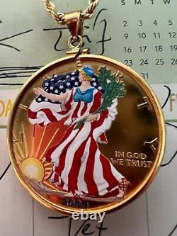Lot 02 silver gold guild American Eagle special last two neckless gold plate