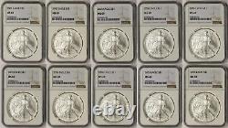 Lot 10 Coins 2005 American Silver Eagle $1 MS 69 NGC