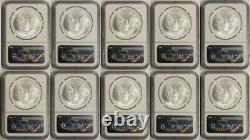 Lot 10 Coins 2005 American Silver Eagle $1 MS 69 NGC