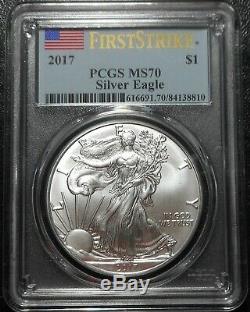 Lot 4 Years 2017 2018 2019 2020 Silver Eagles PCGS MS70 First Strike