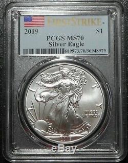 Lot 4 Years 2017 2018 2019 2020 Silver Eagles PCGS MS70 First Strike
