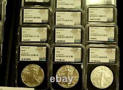 Lot 50 coins all different United States 2022 Silver Eagles NGC MS 70 holders