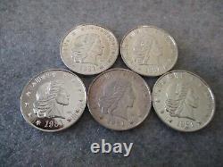 Lot-5 1981 Us Mint American Eagle Liberty 1 Oz 99.9% Silver Dollar Coins Read