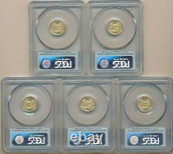 Lot (5) 2010 American Gold Eagles 1/10 Oz-pcgs Graded Ms70-first Strike-free S/h