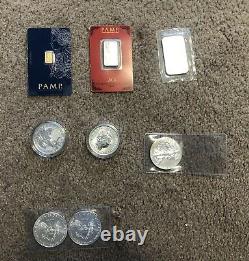 Lot Gold and silver Pamp Suisse Bullion Bars coins american eagle 2017.999 Mint