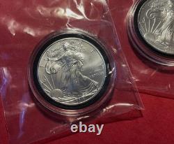 Lot Of 3 2011p American Silver Eagle Bullion Type-1 From Us Mint Tubes, Uncirc