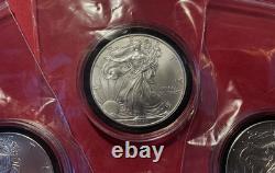 Lot Of 3 2011p American Silver Eagle Bullion Type-1 From Us Mint Tubes, Uncirc